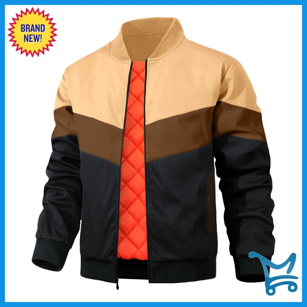 Men's Bomber Jacket Windproof Quilted Insulated Winter Coat Lightweight